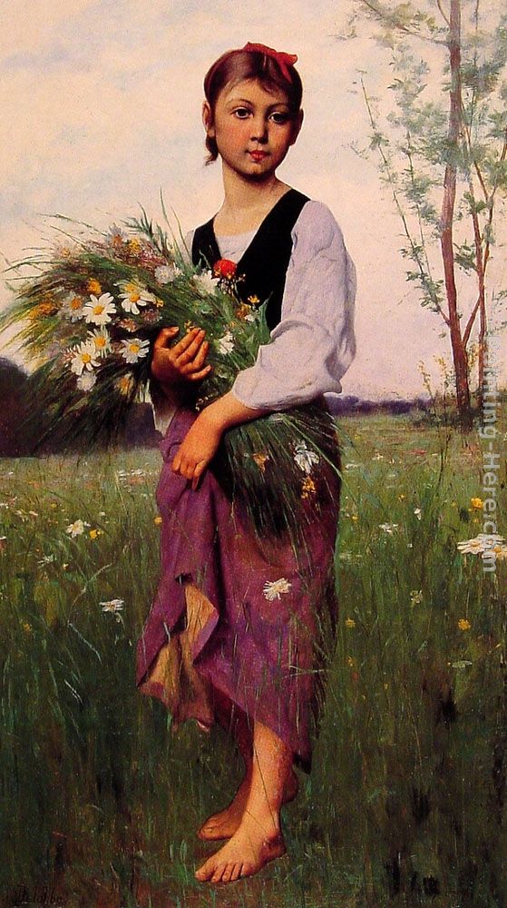 The Flower Picker painting - Francois Alfred Delobbe The Flower Picker art painting